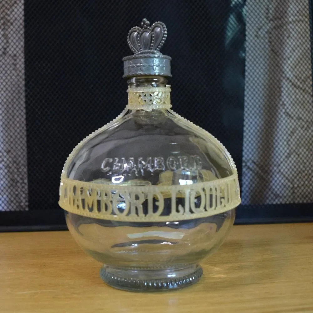 Vintage Empty Royale Deluxe Chambord Liqueur Decanter Bottle  Crown 750 ml Glass